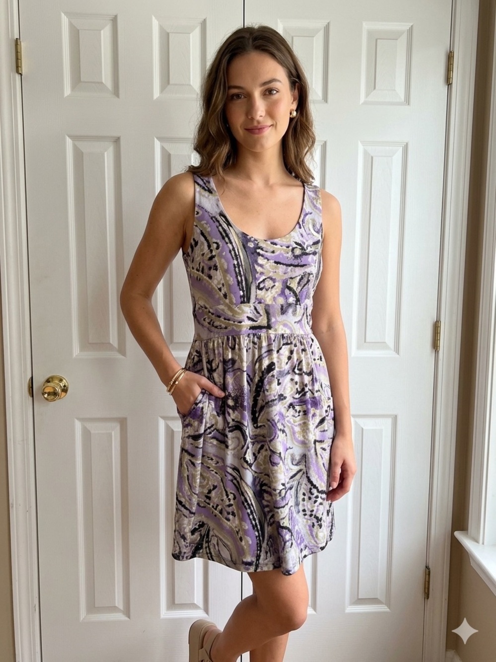 Michael Kors Paisley Dress Sleeveless Casual Summer Dress P/S